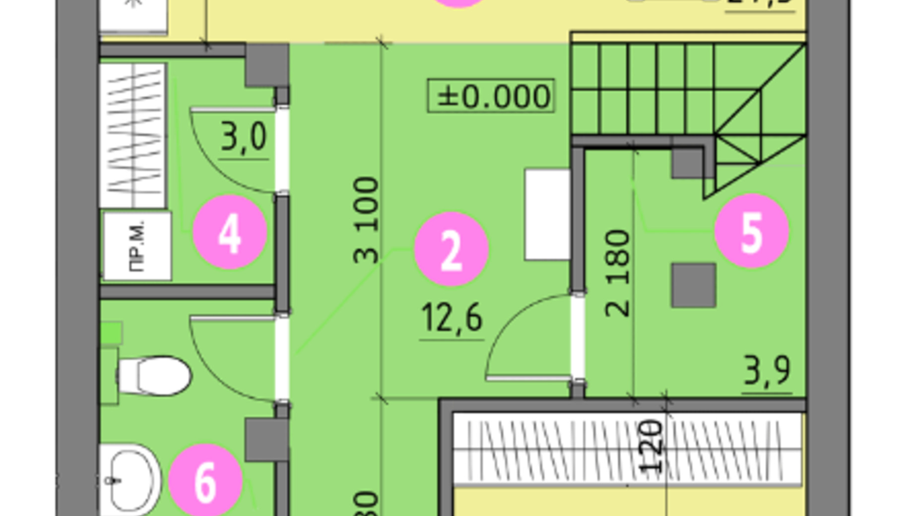 Планировка таунхауса в Таунхаус Містечко Княжичі 134.4 м², фото 653876