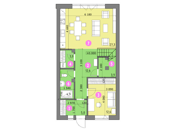 Таунхаус Містечко Княжичі: планировка 3-комнатной квартиры 134.4 м²