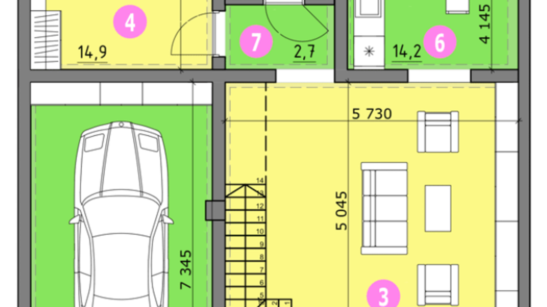 Планування таунхауса в Таунхаус Містечко Княжичі 153.4 м², фото 653889