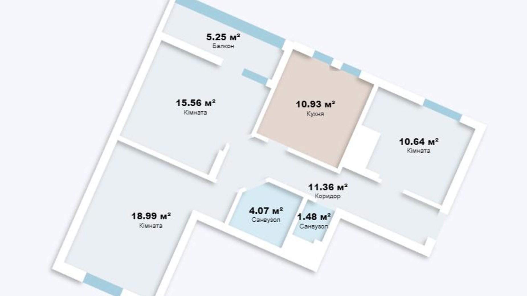 Планировка 3-комнатной квартиры в ЖК Сакура 78.3 м², фото 655332