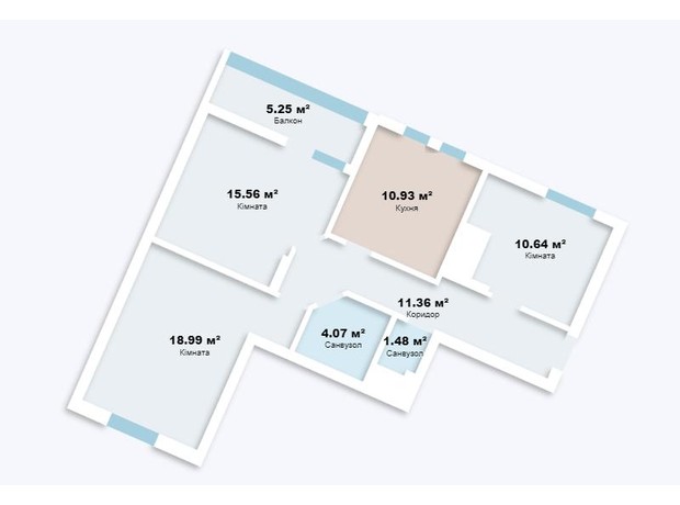 ЖК Сакура: планування 3-кімнатної квартири 78.3 м²