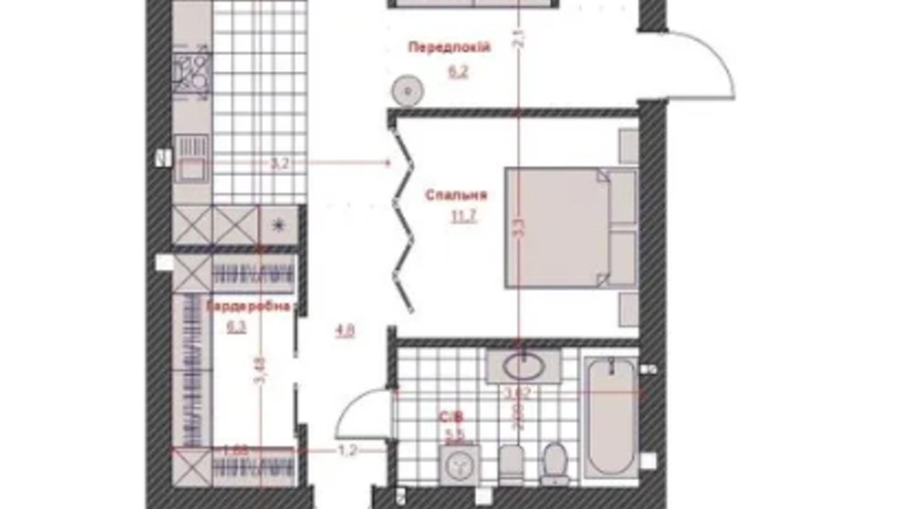 Планировка 2-комнатной квартиры в ЖК Оскар 111 м², фото 655357