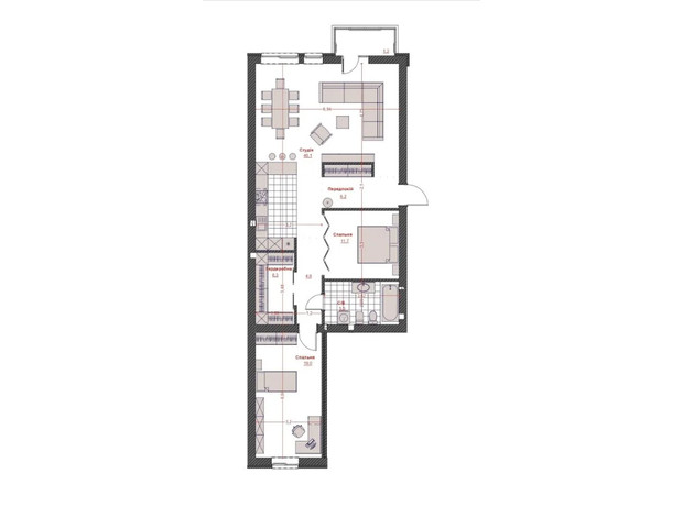 ЖК Оскар: планировка 2-комнатной квартиры 111 м²