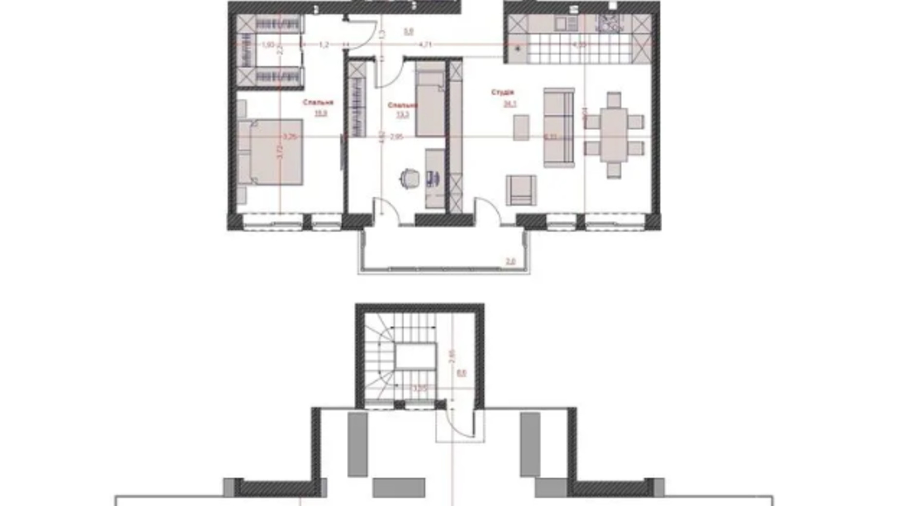 Планировка 2-комнатной квартиры в ЖК Оскар 148 м², фото 655359