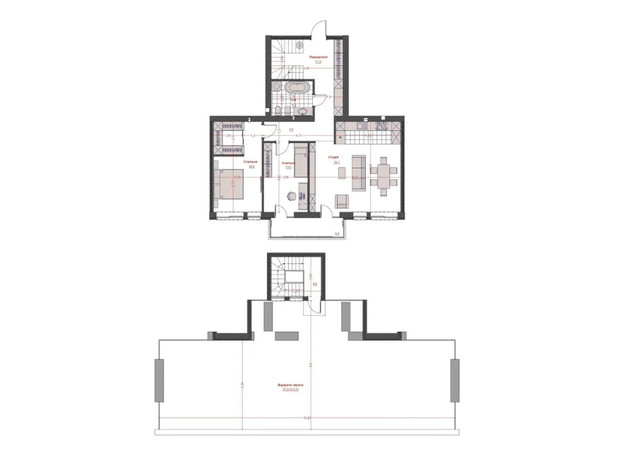 ЖК Оскар: планування 2-кімнатної квартири 148 м²