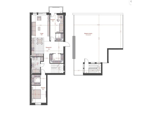 ЖК Оскар: планировка 2-комнатной квартиры 165 м²