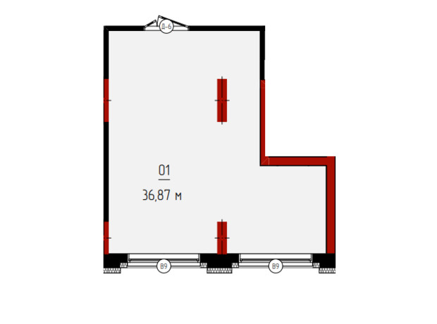 ЖК Квартал №5: планування приміщення 36.87 м²