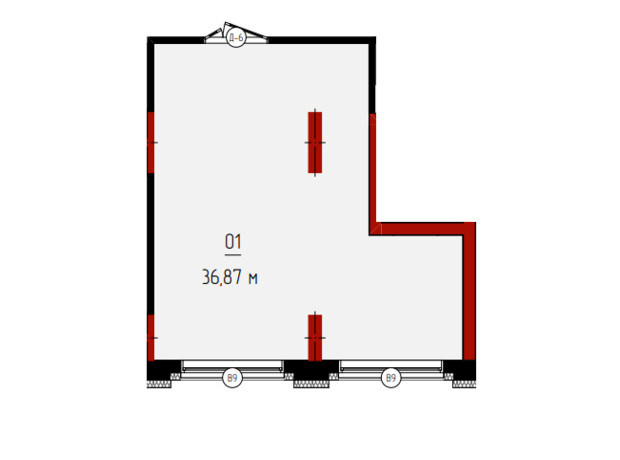 ЖК Квартал №5: планировка помощения 36.87 м²