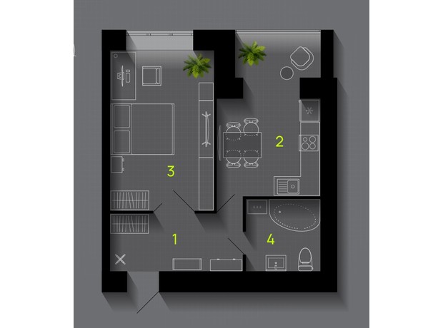 ЖК  Comfort Lite: планування 1-кімнатної квартири 44 м²