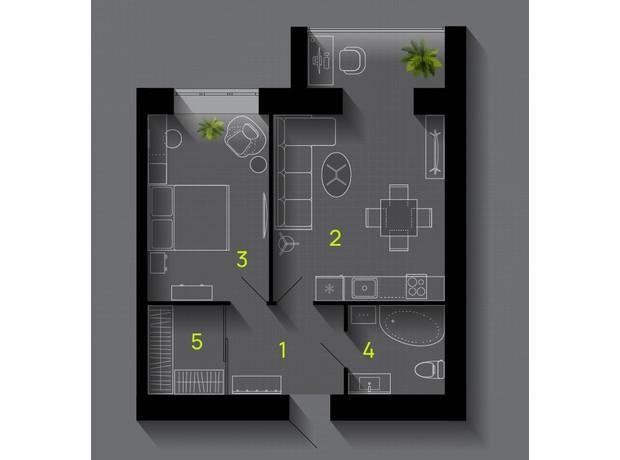 ЖК  Comfort Lite: планировка 1-комнатной квартиры 54 м²