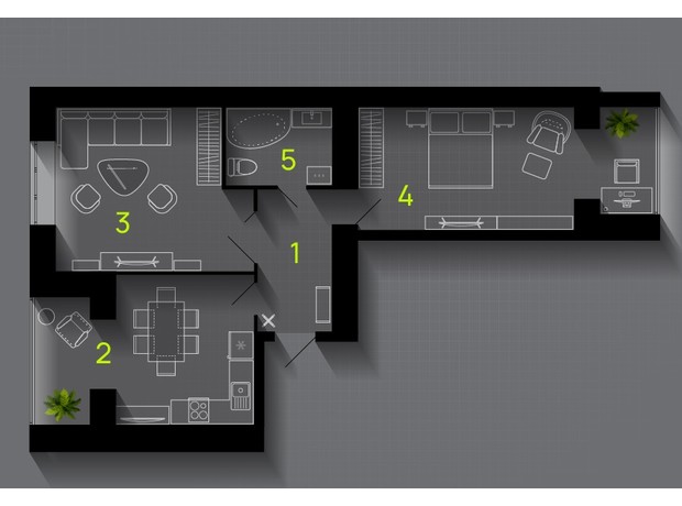 ЖК  Comfort Lite: планировка 2-комнатной квартиры 70 м²