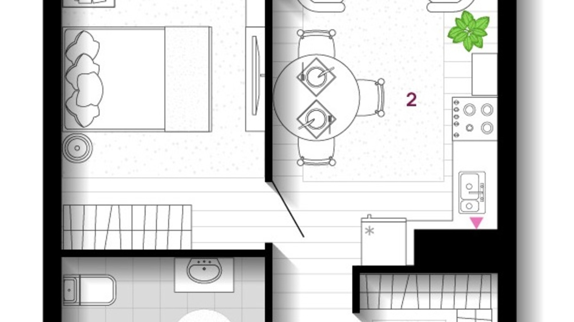 Планировка 1-комнатной квартиры в ЖК U One 42 м², фото 656316