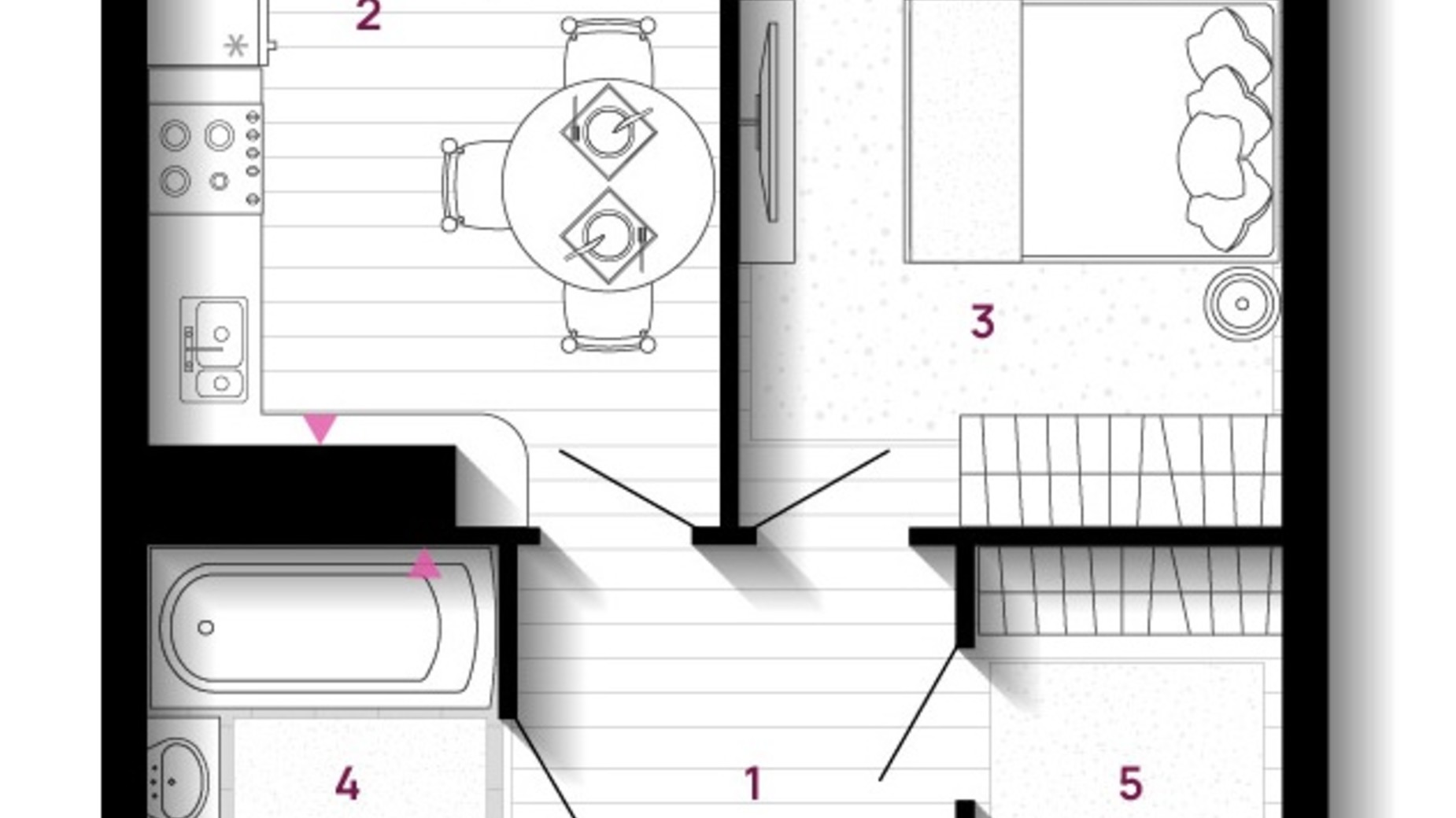 Планування 1-кімнатної квартири в ЖК U One 42 м², фото 656318