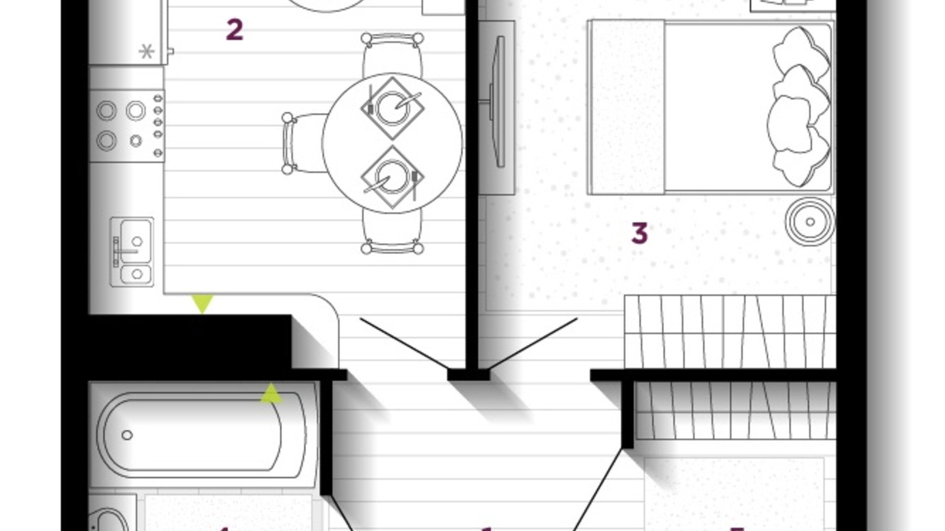 Планування 1-кімнатної квартири в ЖК U One 42 м², фото 656319