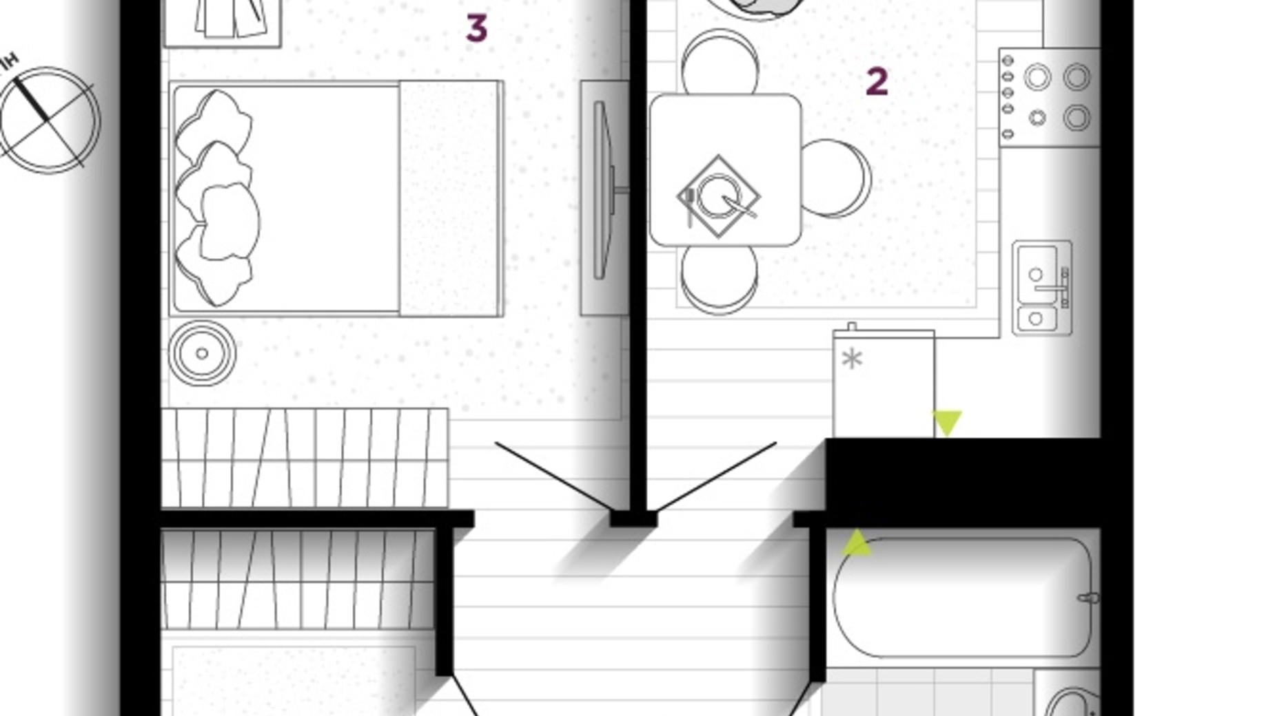 Планування 1-кімнатної квартири в ЖК U One 39 м², фото 656381