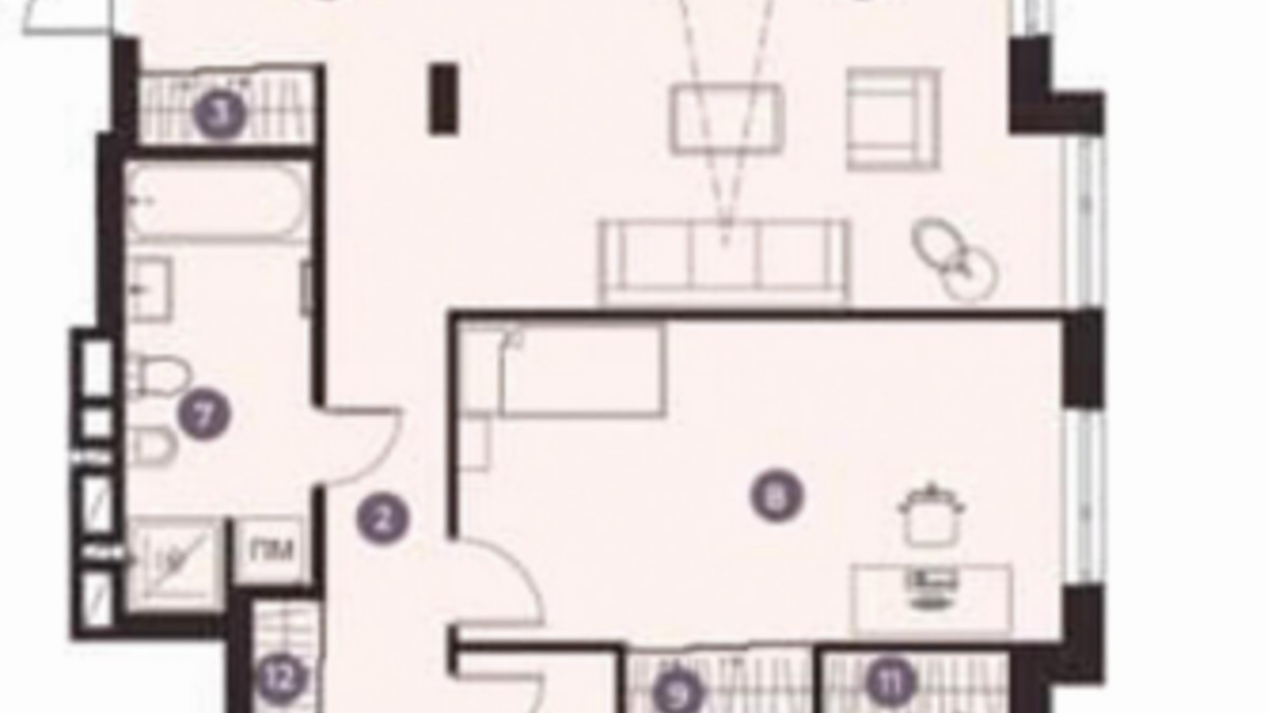 Планування 3-кімнатної квартири в Клубний будинок Мій на Карманського 121 м², фото 656384