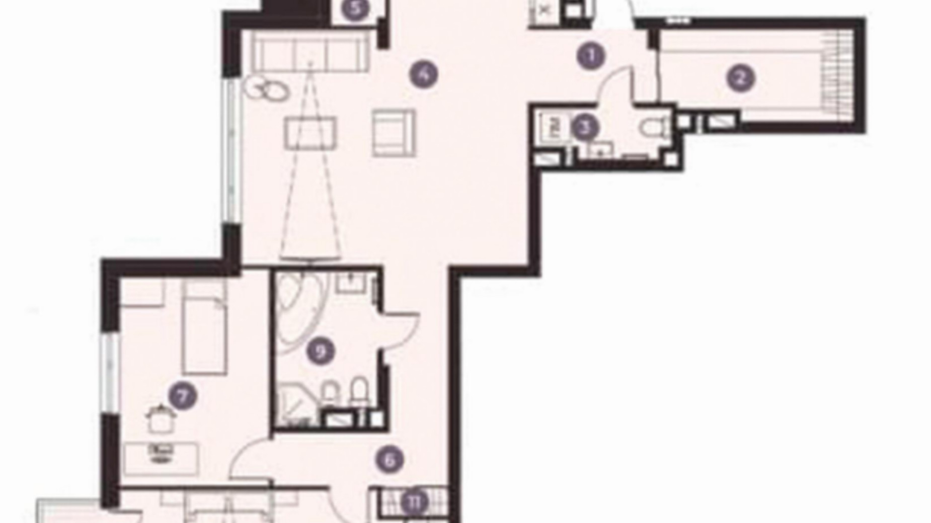 Планування 3-кімнатної квартири в Клубний будинок Мій на Карманського 104 м², фото 656385