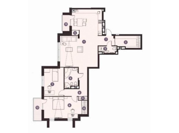 Клубный дом Мой на Карманского: планировка 3-комнатной квартиры 104 м²