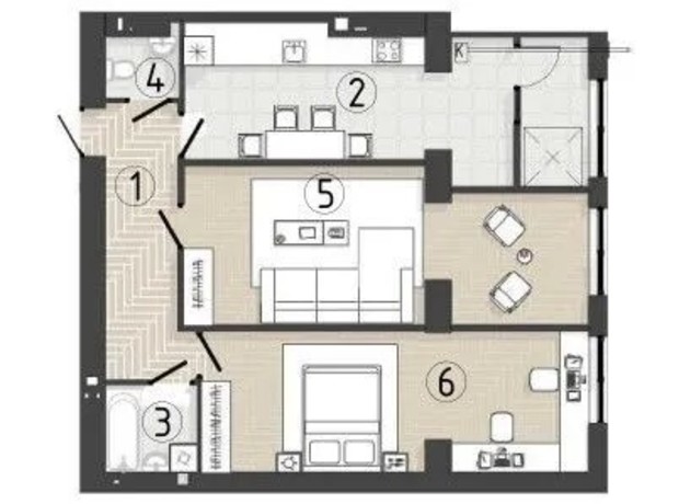 ЖК Prestige Hall: планування 2-кімнатної квартири 87.3 м²