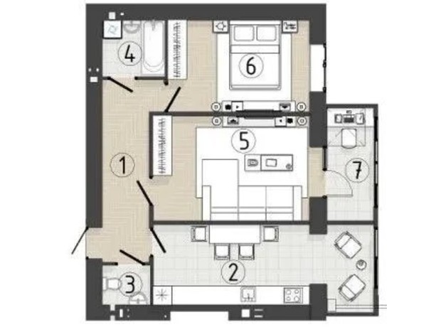 ЖК Prestige Hall: планування 2-кімнатної квартири 69.5 м²