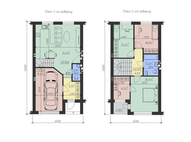 КГ West House: планировка 3-комнатной квартиры 120 м²