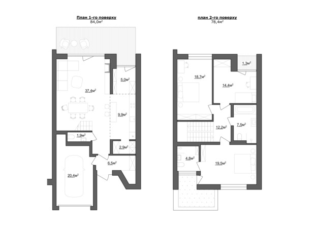 Таунхаус ProЛІСок 2: планування 3-кімнатної квартири 155.8 м²