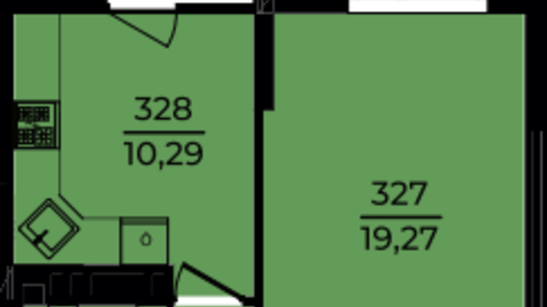 Планування 1-кімнатної квартири в ЖК Едем 44.6 м², фото 657179