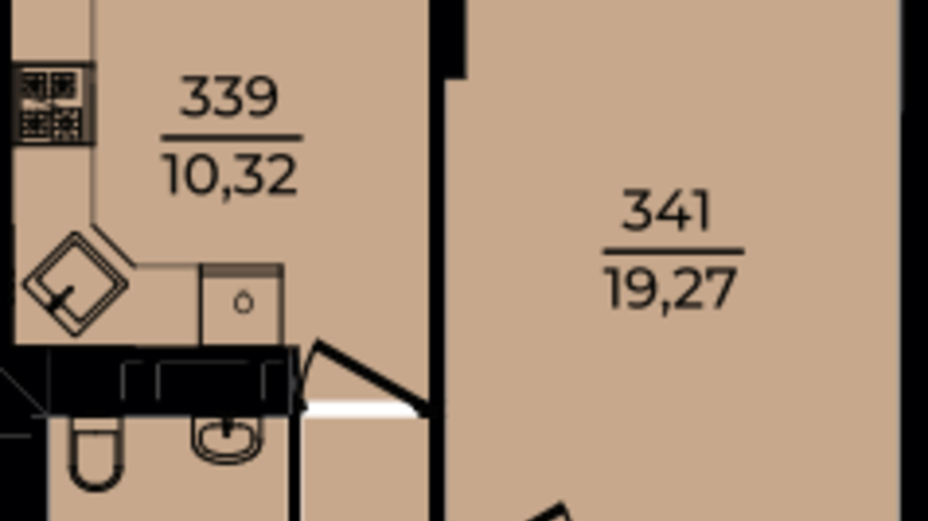 Планування 1-кімнатної квартири в ЖК Едем 44.7 м², фото 657181