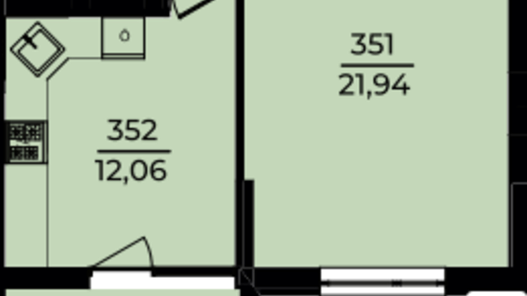 Планування 1-кімнатної квартири в ЖК Едем 49.01 м², фото 657182