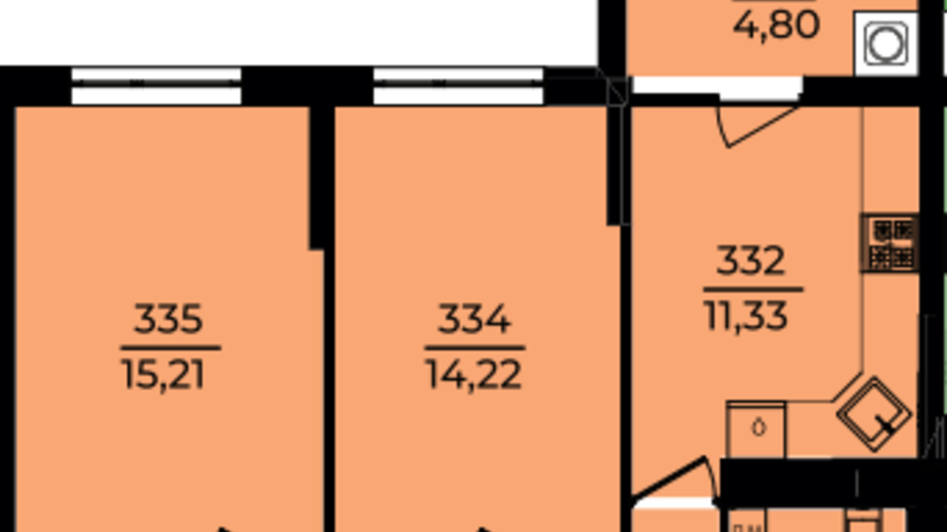 Планировка 2-комнатной квартиры в ЖК Эдем 61.53 м², фото 657185