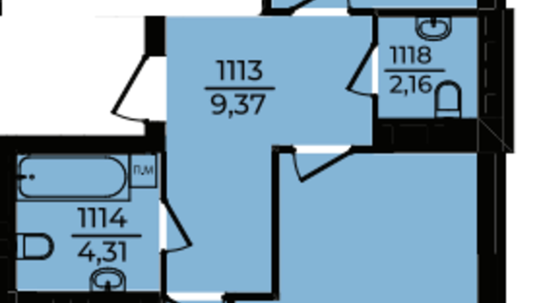 Планування 2-кімнатної квартири в ЖК Едем 74.18 м², фото 657187