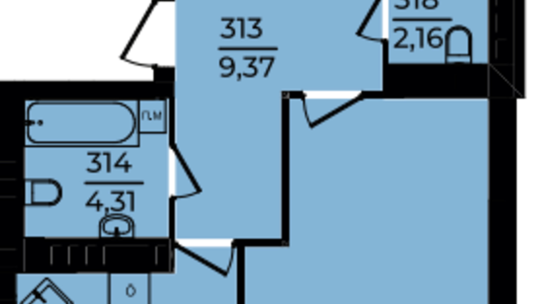 Планування 2-кімнатної квартири в ЖК Едем 77.18 м², фото 657189