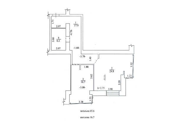 ЖК Oasis: планировка 1-комнатной квартиры 67 м²