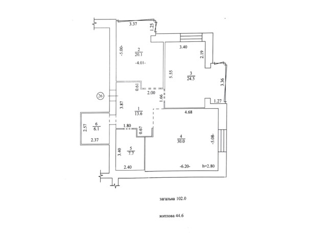 ЖК Oasis: планування 2-кімнатної квартири 95 м²