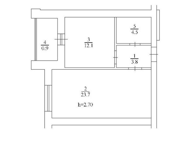 ЖК Набережный: планировка 1-комнатной квартиры 45 м²