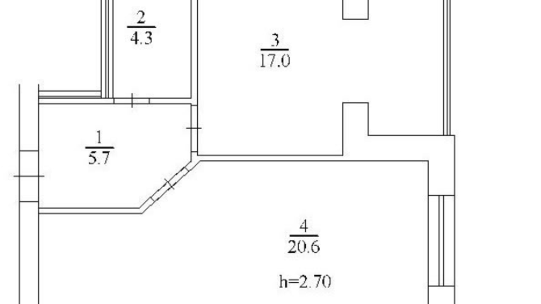 Планування 1-кімнатної квартири в ЖК Набережний 47.6 м², фото 658049