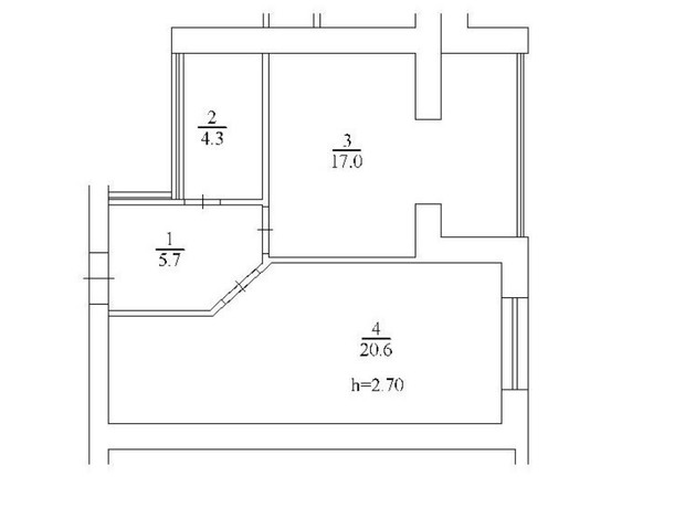 ЖК Набережний: планування 1-кімнатної квартири 47.6 м²