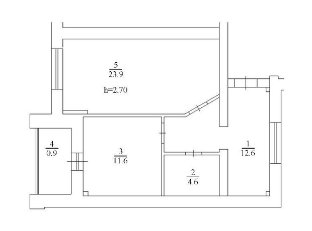 ЖК Набережный: планировка 1-комнатной квартиры 53.6 м²