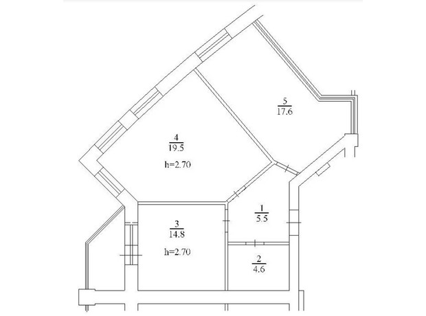 ЖК Набережний: планування 2-кімнатної квартири 62 м²
