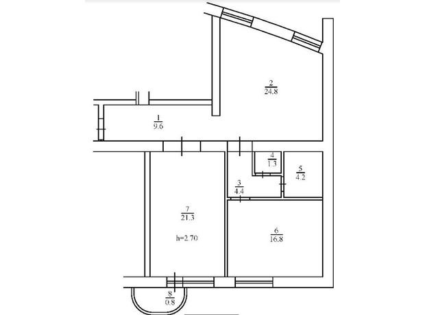 ЖК Набережный: планировка 2-комнатной квартиры 83.2 м²