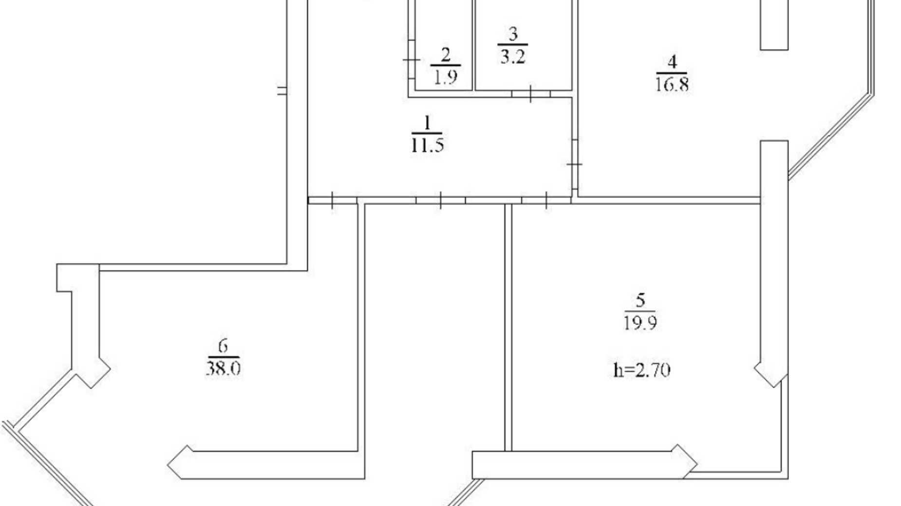 Планировка 3-комнатной квартиры в ЖК Набережный 91.3 м², фото 658057