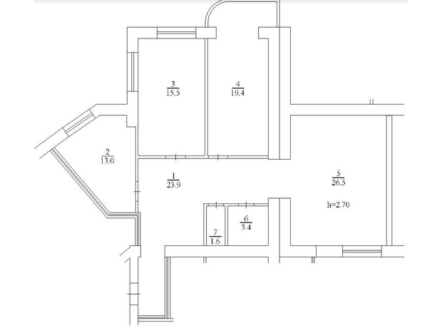 ЖК Набережный: планировка 3-комнатной квартиры 103.3 м²