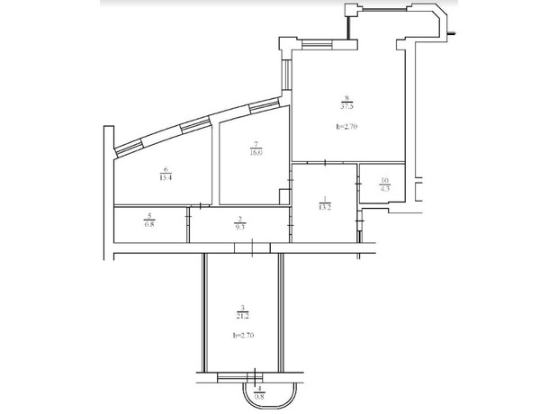 ЖК Набережный: планировка 3-комнатной квартиры 124.5 м²