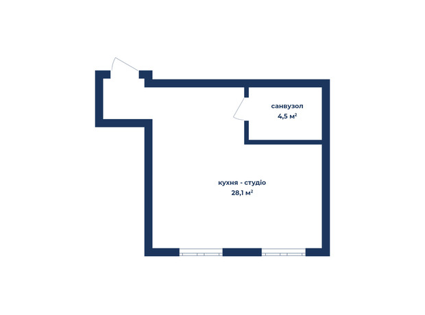 КБ Liverpool House: планування 1-кімнатної квартири 32.6 м²