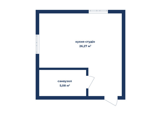 КБ Liverpool House: планування 1-кімнатної квартири 31.35 м²