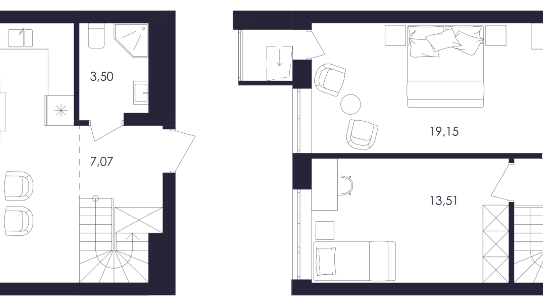 Планування багато­рівневої квартири в ЖК Avalon Up 90 м², фото 658125