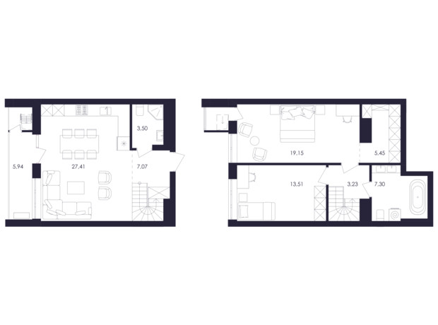 ЖК Avalon Up: планировка 2-комнатной квартиры 90 м²