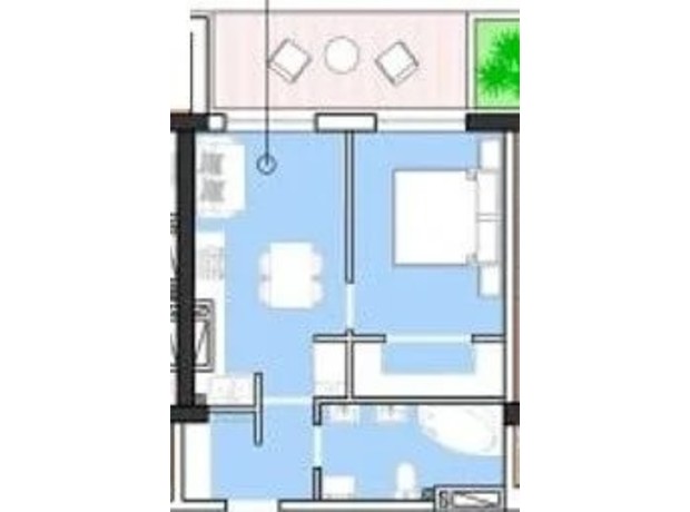ЖК Borgo Verde: планировка 1-комнатной квартиры 40.34 м²