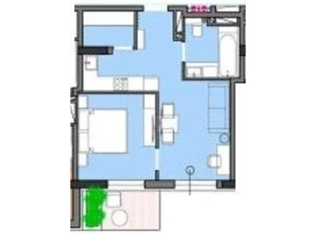 ЖК Borgo Verde: планировка 1-комнатной квартиры 70.72 м²