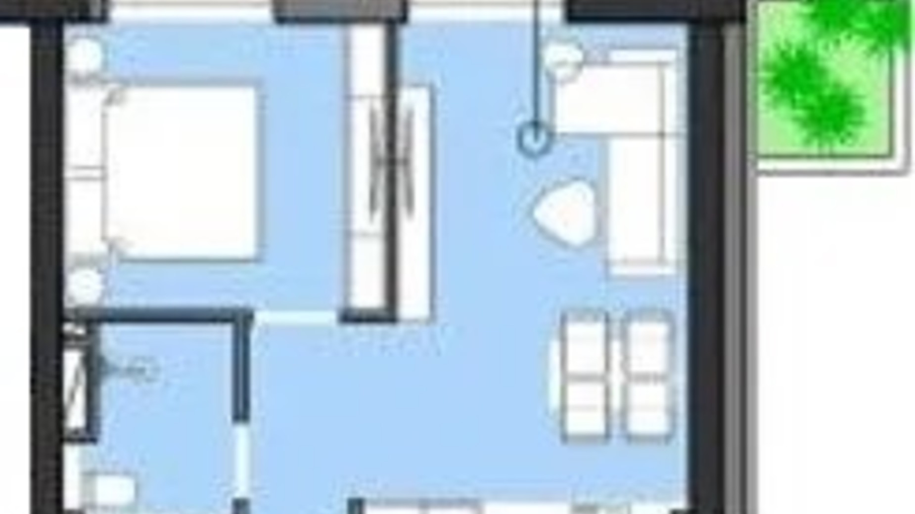 Планування 1-кімнатної квартири в ЖК Borgo Verde 42.53 м², фото 658132